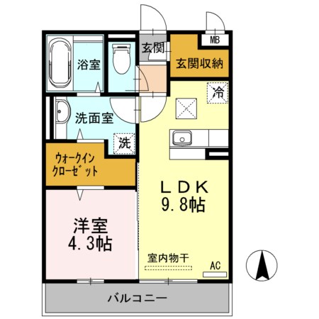 パステルリーフ　A 203号室 間取り