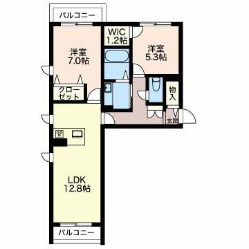 ウエルデンス上所島　壱番館 1205号室 間取り