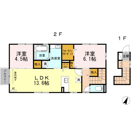クレール 201号室 間取り