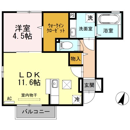 グランステージ上木戸  A101号室 間取り