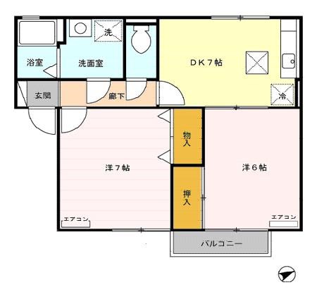 セジュールFXK B102号室 間取り