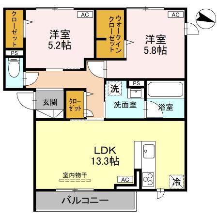 プリュニエ 302号室 間取り
