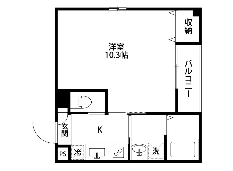 スリークォーターハウス女池 203号室 間取り