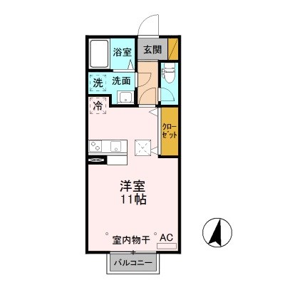 セジュールシャイン 105号室 間取り