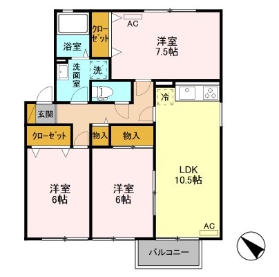 シャンドフレール黒埼  D201号室 間取り