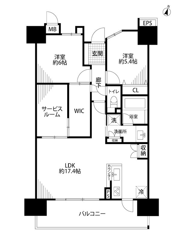 サーパス新潟駅南 1203号室 間取り