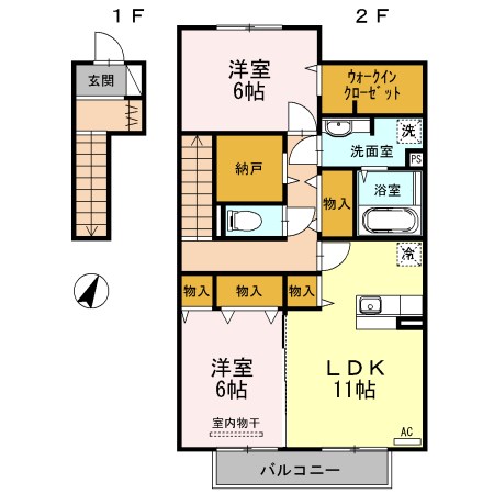 ピオニー 205号室 間取り