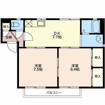 モンアミ　D棟  102号室 間取り