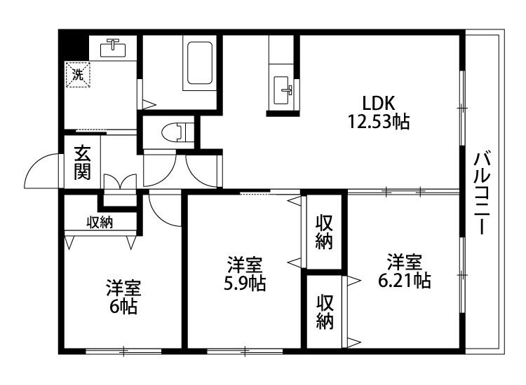 シャンフルール 101号室 間取り