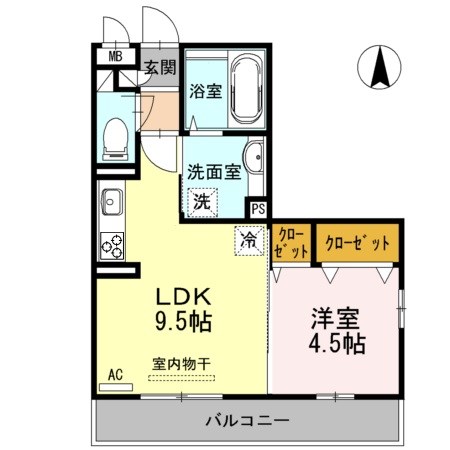 パステルリーフ　A 103号室 間取り