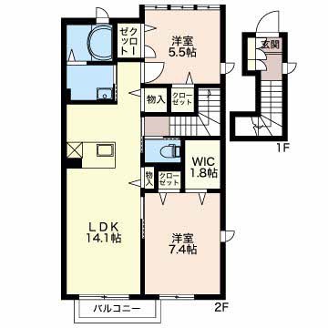 カプリレモン 201号室 間取り