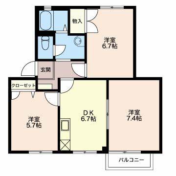 ガーデンタウン城所C 102号室 間取り