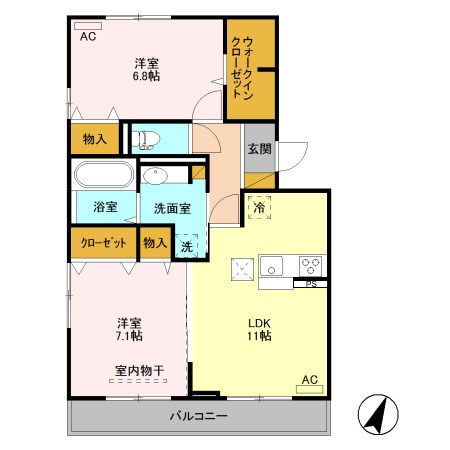 フォルテアA 108号室 間取り