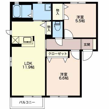 ウエストフィールド参番館 101号室 間取り