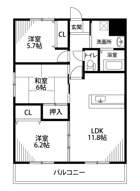 フォルスト向陽 201号室 間取り