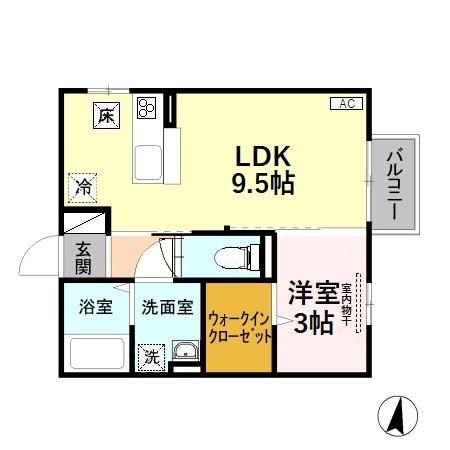 アクシスB 101号室 間取り