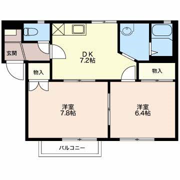 グランディールこばり 103号室 間取り