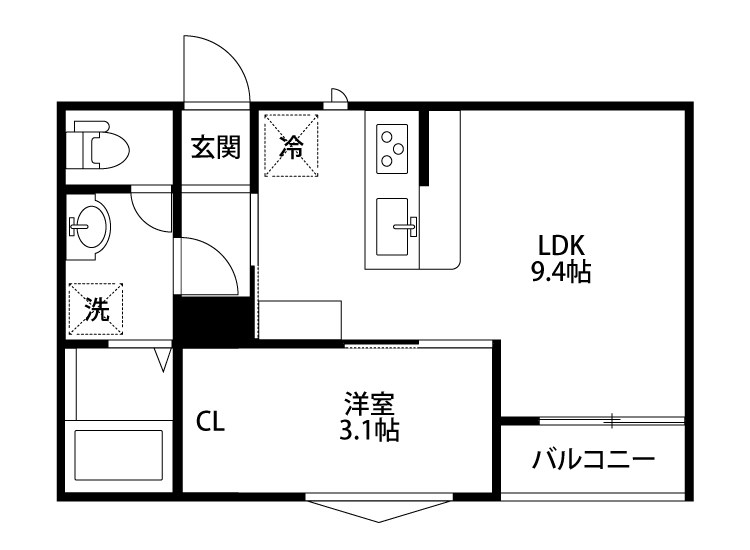 ラテ古町 202号室 間取り