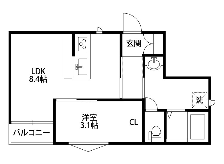 ラテ古町 301号室 間取り