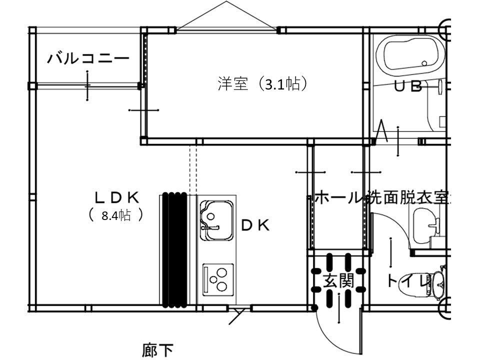 ラテ古町 303号室 間取り