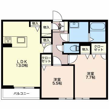 マストタウン神道寺 B102号室 間取り