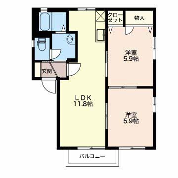 ドミールT 201号室 間取り