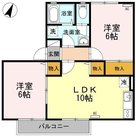 クレールコート　Ａ 101号室 間取り