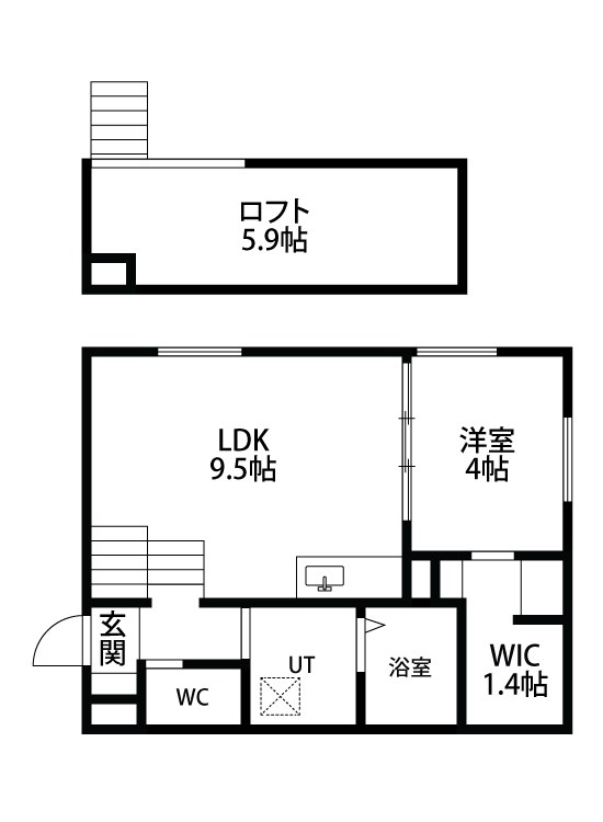 75apartment.逢谷内 101号室 間取り