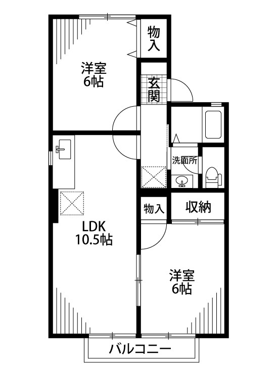 パークタウン新和  D203号室 間取り