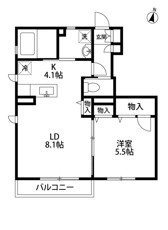 ロックブリッジ 101号室 間取り