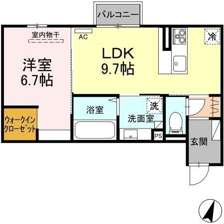 D-ROOM竹尾Ⅰ 202号室 間取り