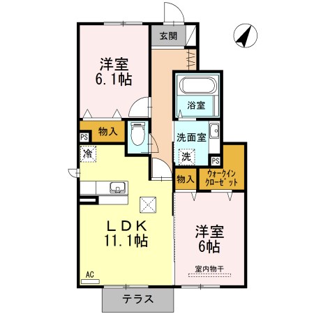 フジレスト 107号室 間取り