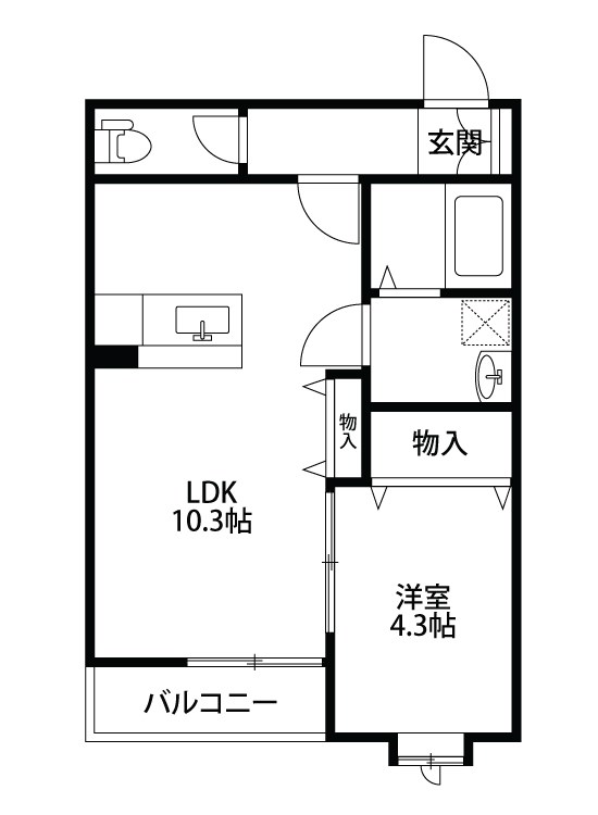 T＆K小新南 B101号室 間取り