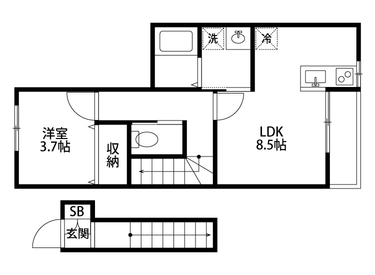 クレストコート 203号室 間取り