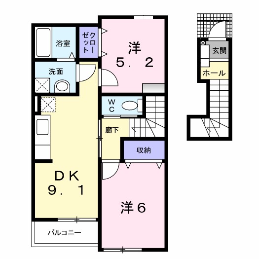 クレスト檜 203号室 間取り