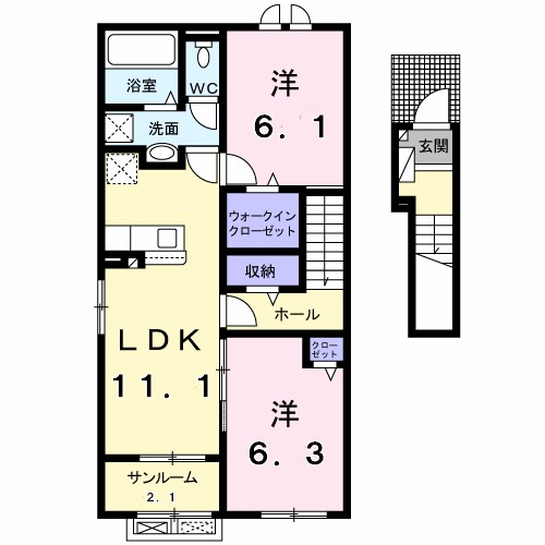 クレストⅡ 203号室 間取り