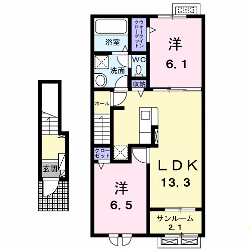 クレストⅠ 203号室 間取り