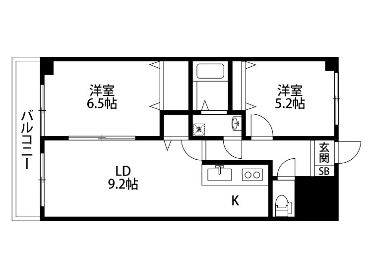 パークハイツ万代 406号室 間取り