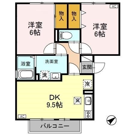 リバーフォート阿賀  A201号室 間取り