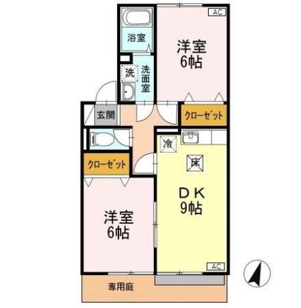 グランメール大野 B103号室 間取り