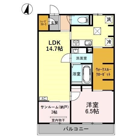 Sky Terrace　Ⅰ 206号室 間取り