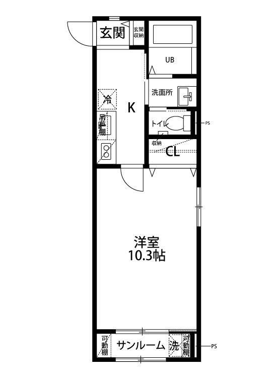 アウル海老ケ瀬 106号室 間取り