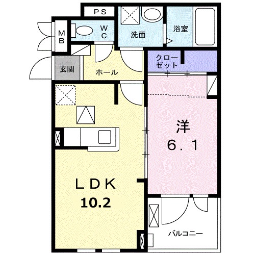 オーブ　ドゥース　Ⅰ 103号室 間取り