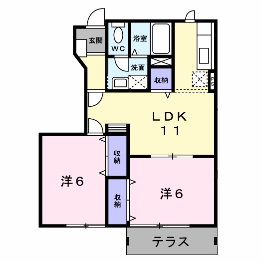 エクセール真砂Ａ 102号室 間取り