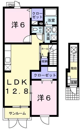 クレール 204号室 間取り