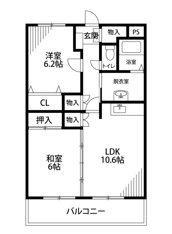 グランシャリオ 206号室 間取り