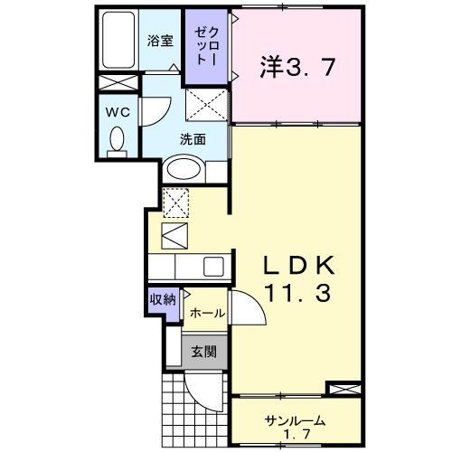 プライア五月Ⅰ 101号室 間取り
