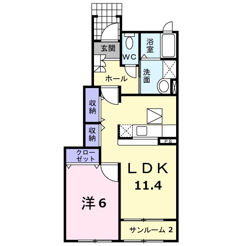 クレスト藤 103号室 間取り