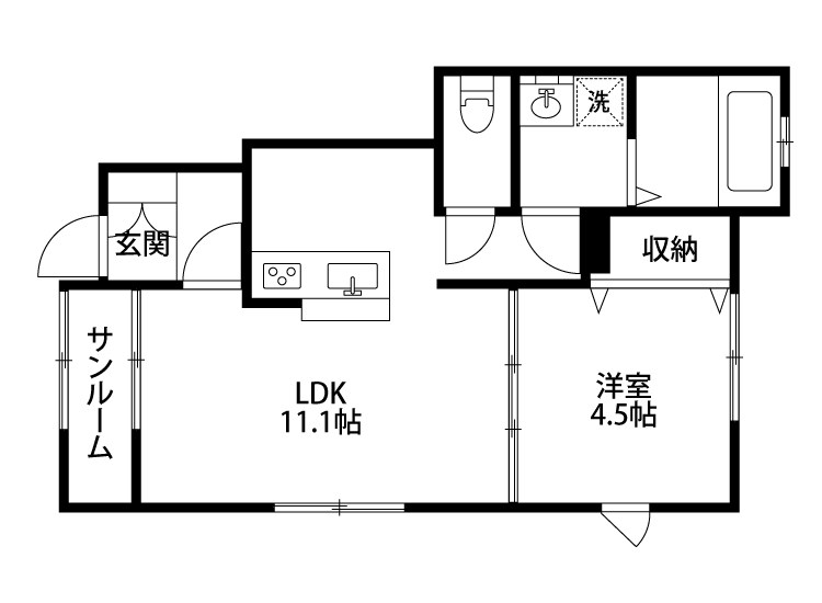 キャトルセゾンⅠ A号室 間取り