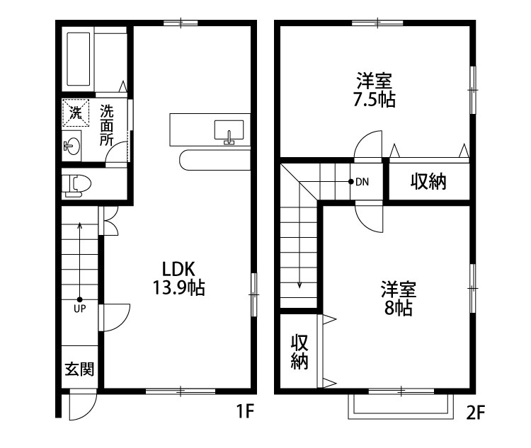 グランディールⅢ C-2号室 間取り